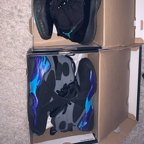 Jordan 11s and aqua Jordan 8s